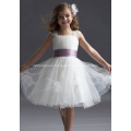 Ball Gown Wide Straps Knee-length Taffeta Yarn Tiered Flower Girl